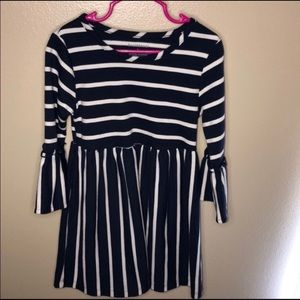 Navy and white striped dress